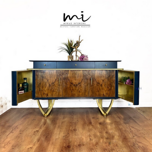 Refurbished vintage Beautility sideboard, drink cabinet, cocktail credenza, upcycled mid century buffet, dresser - SOLD commissions available