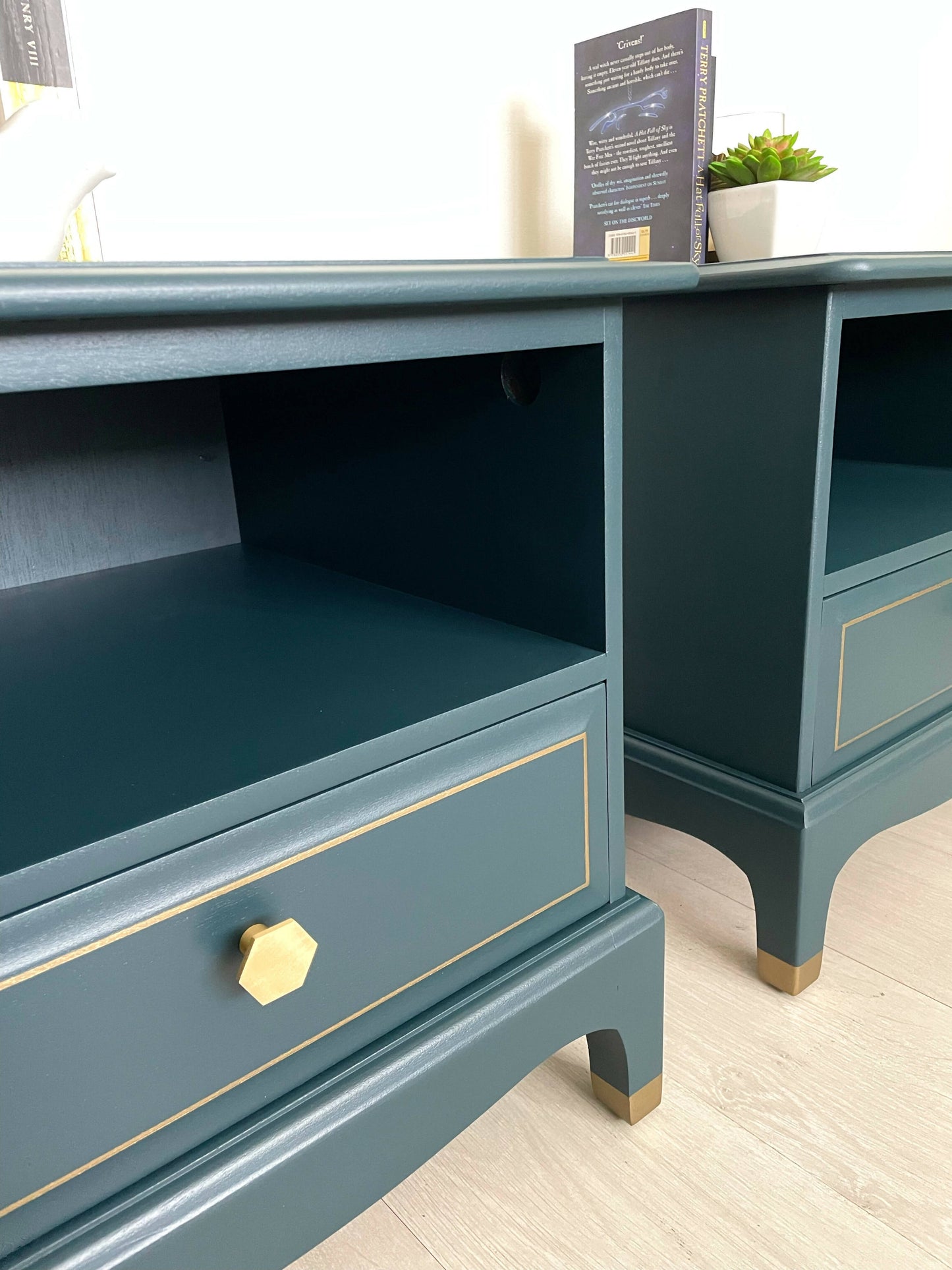 Navy Blue Stag Bedside Cabinets