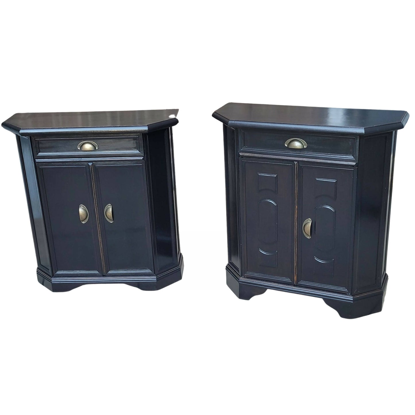 Two Black Antique Kitchen Cabinets