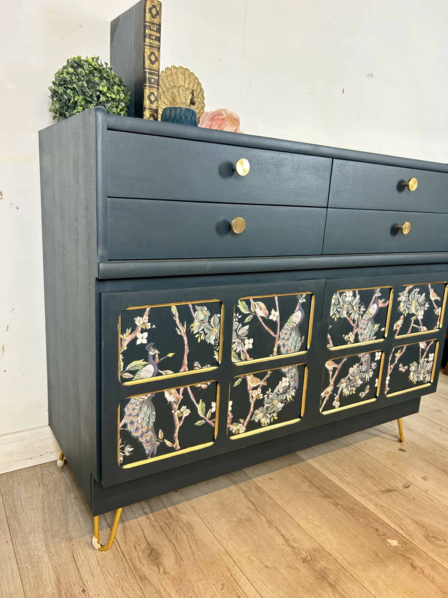 Nathan Teal and Gold Sideboard / Drinks Cabinet