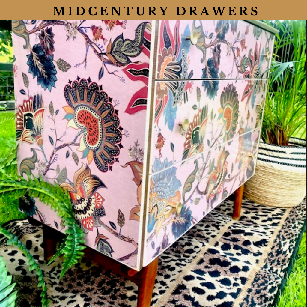 Upcycled, Floral, Vintage, Chest Of Drawers. Upcycled Furniture , Bedroom Storage , Vintage Furniture. TV Unit.