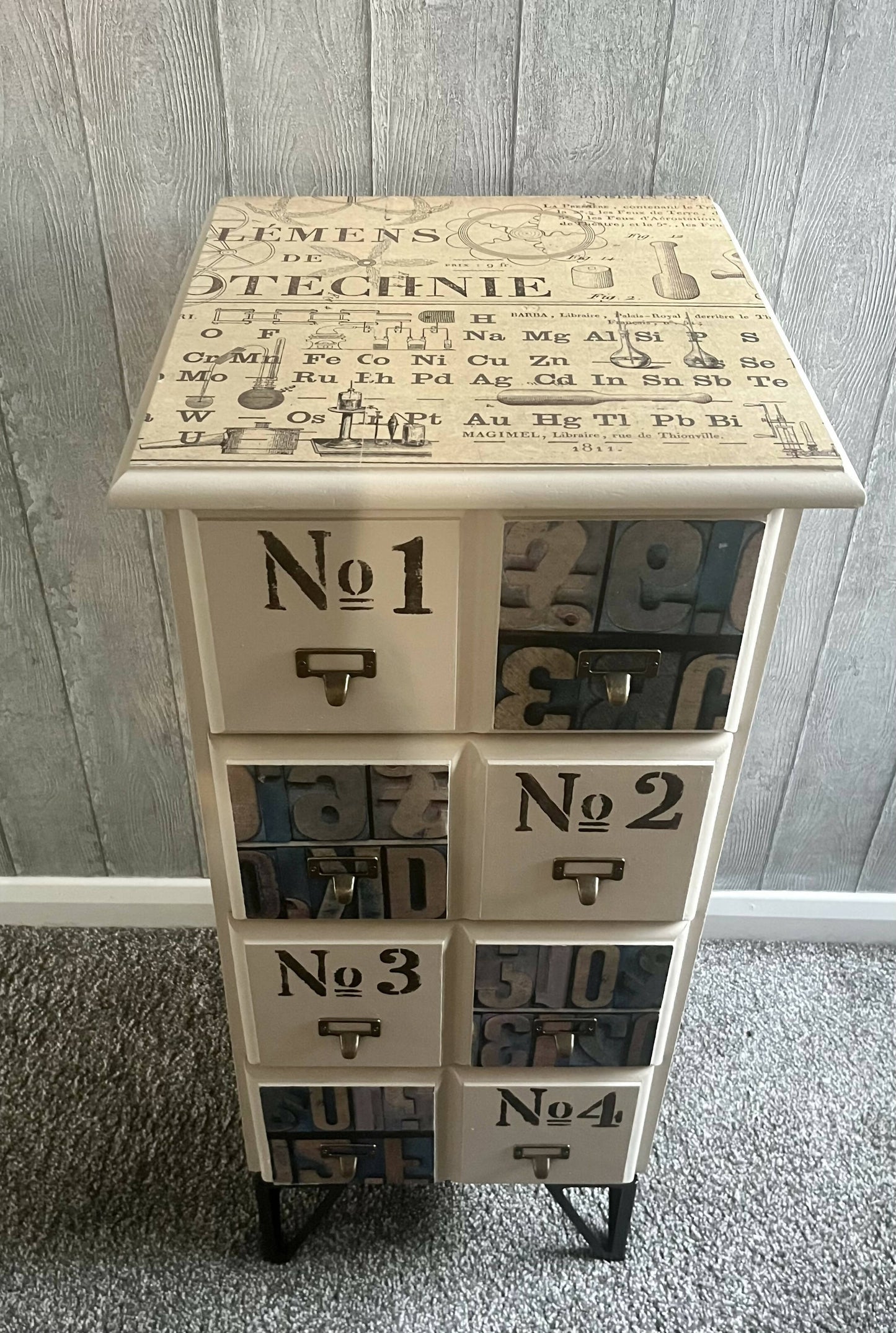 Grey Vintage Tallboy Drawers