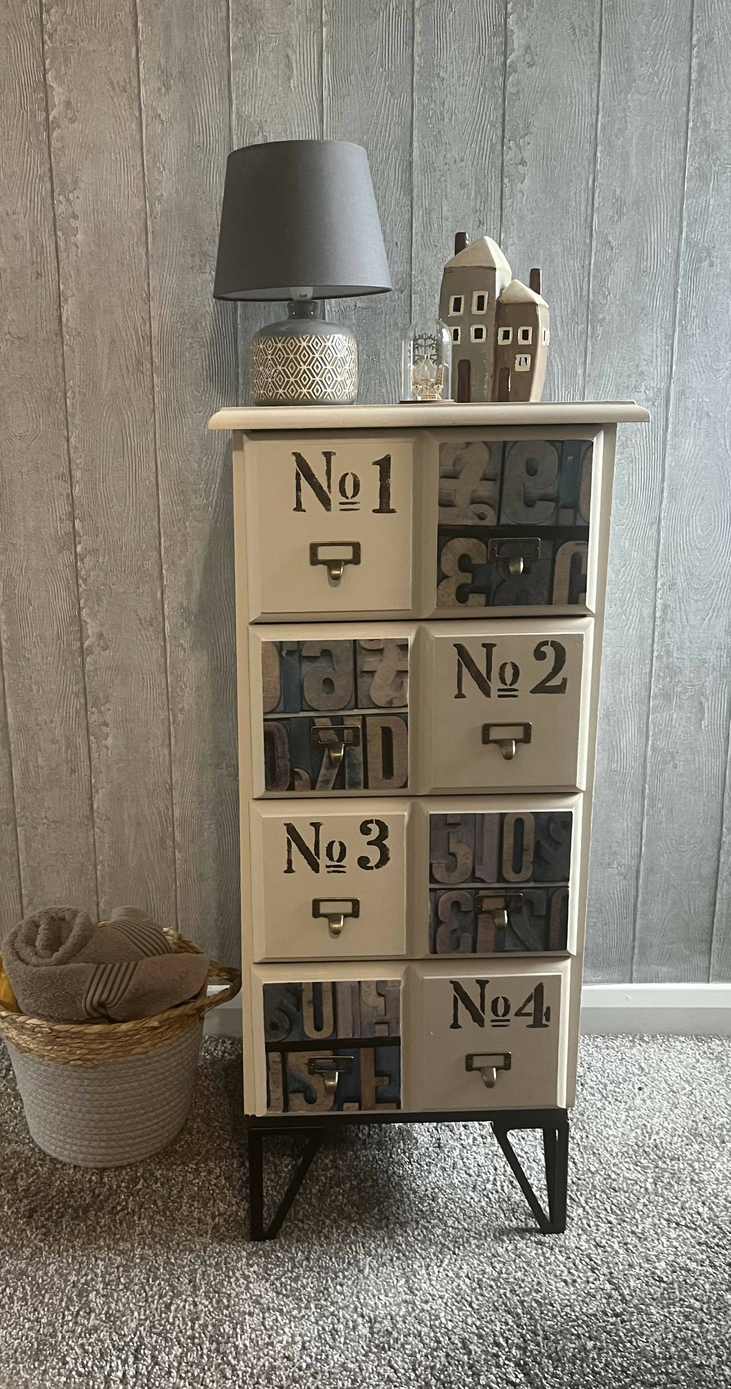 Grey Vintage Tallboy Drawers