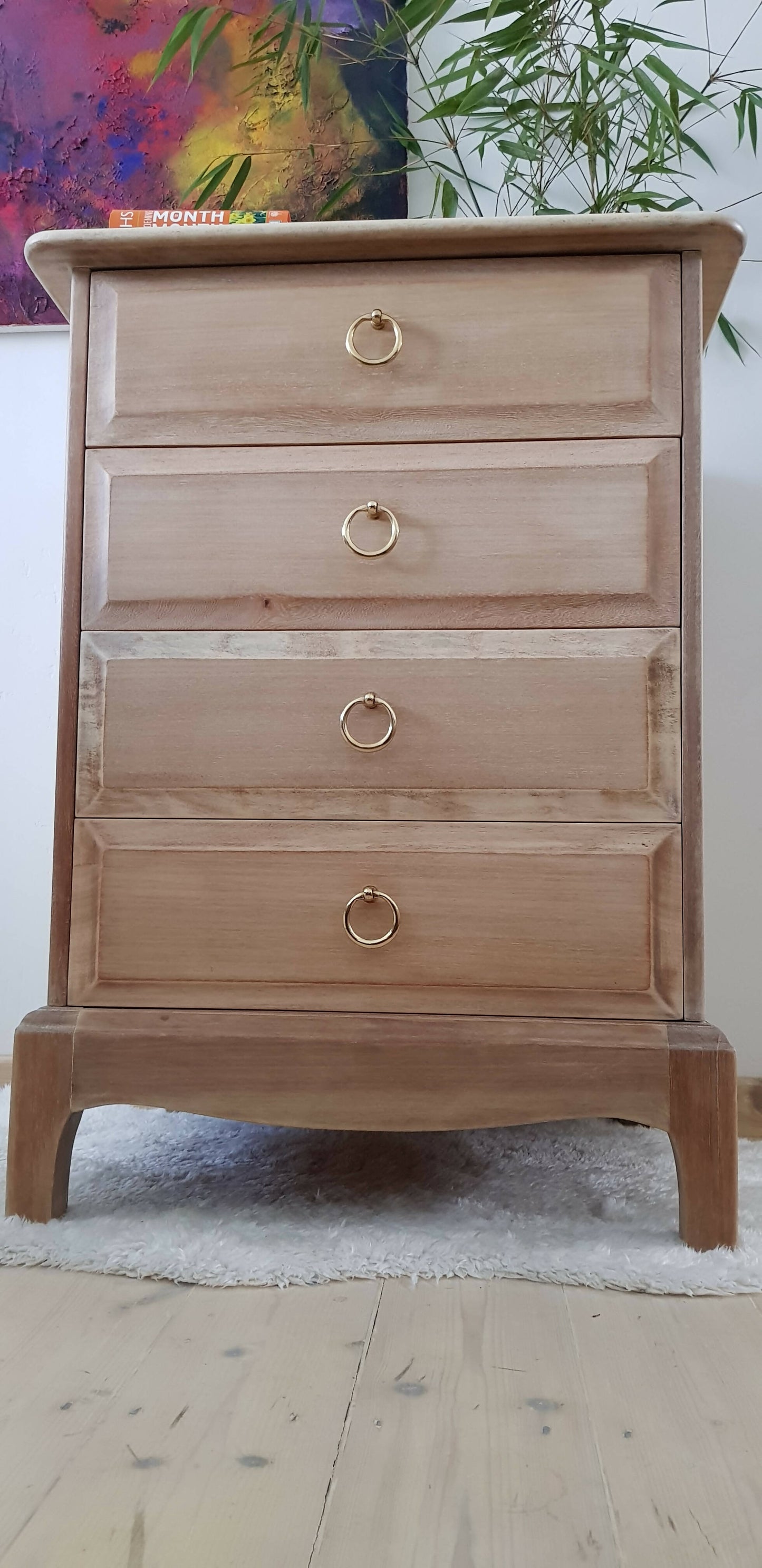 Stag Minstrel rustic, weathered style bedside table, Stag drawers natural colour