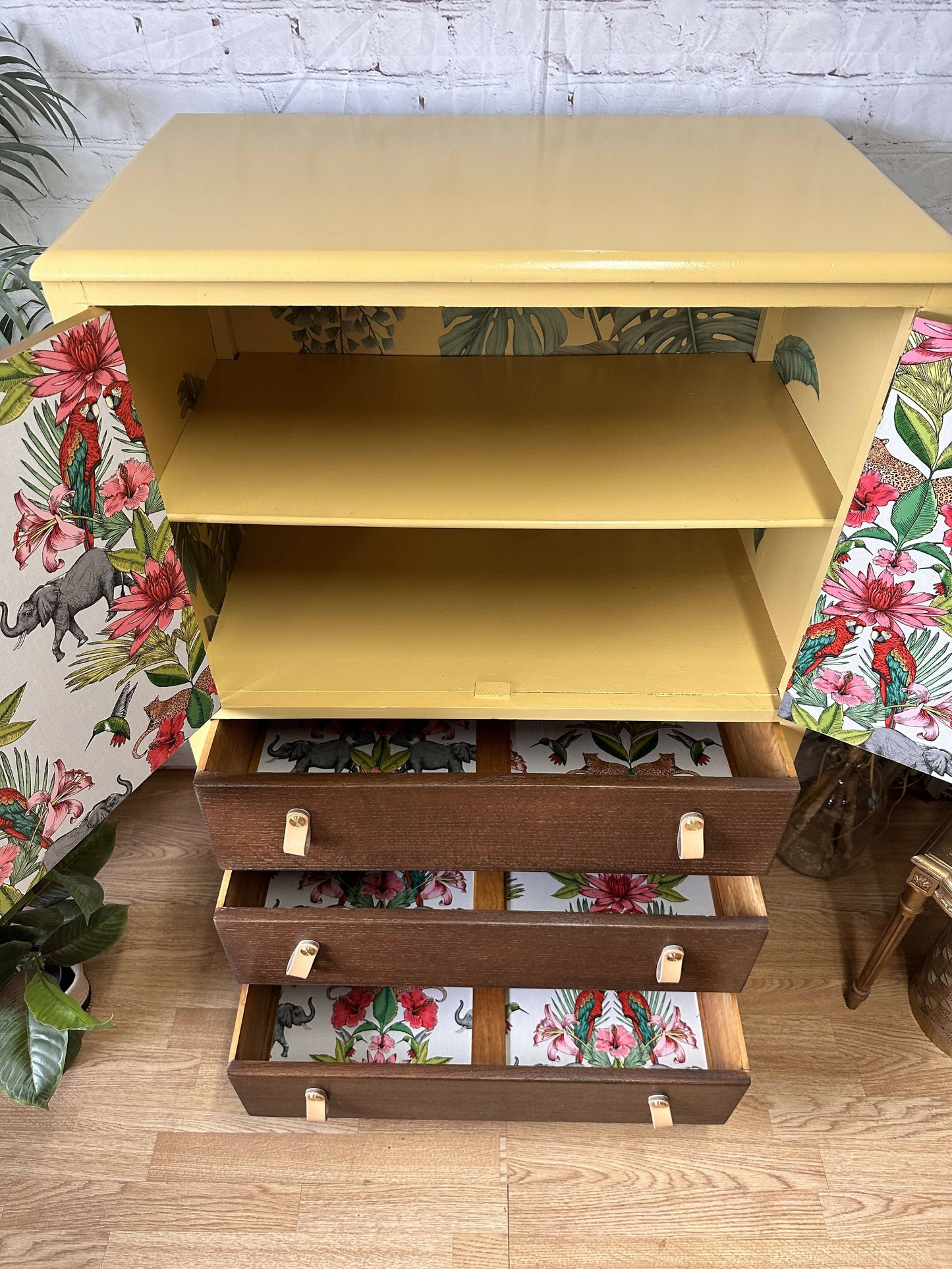 Hand-painted cabinet, Tallboy, Linen Cupboard, Linen Press, Upcycled Cupboard, Bedroom Storage, Kitchen Storage - MADE TO ORDER