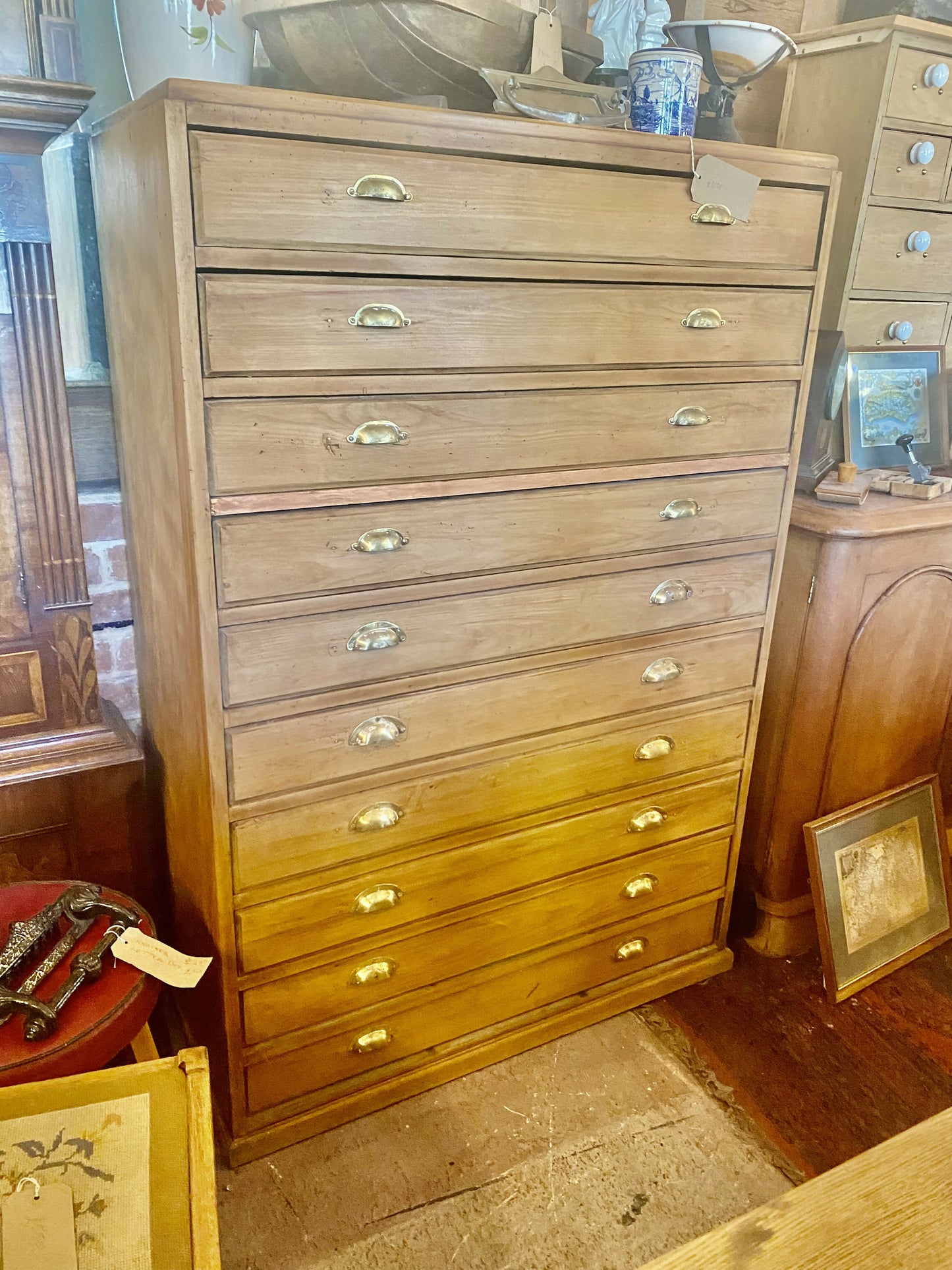 Vintage pine chest of 10 drawers.