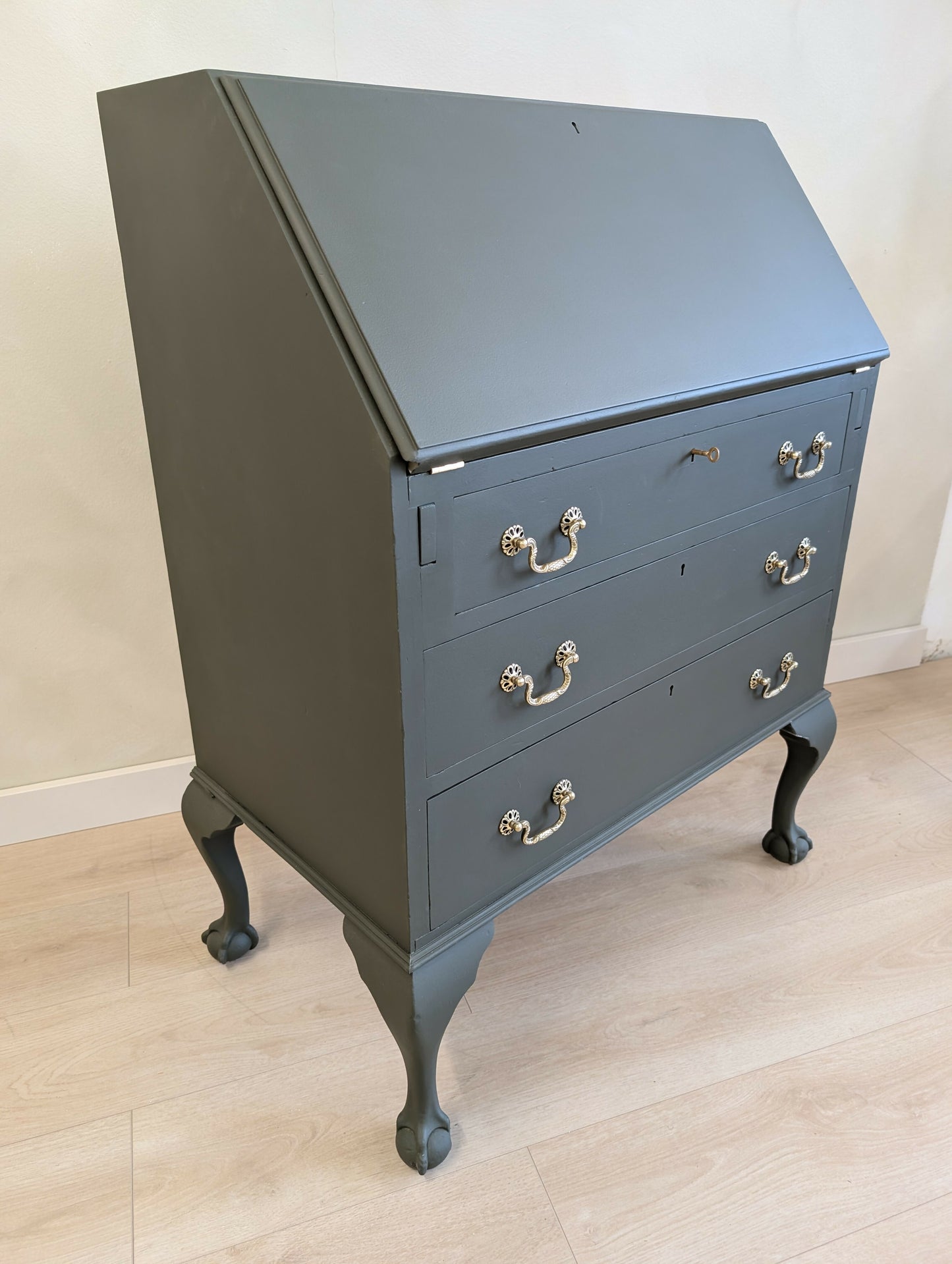 Vintage Writing Bureau in a Deep Earthy Green
