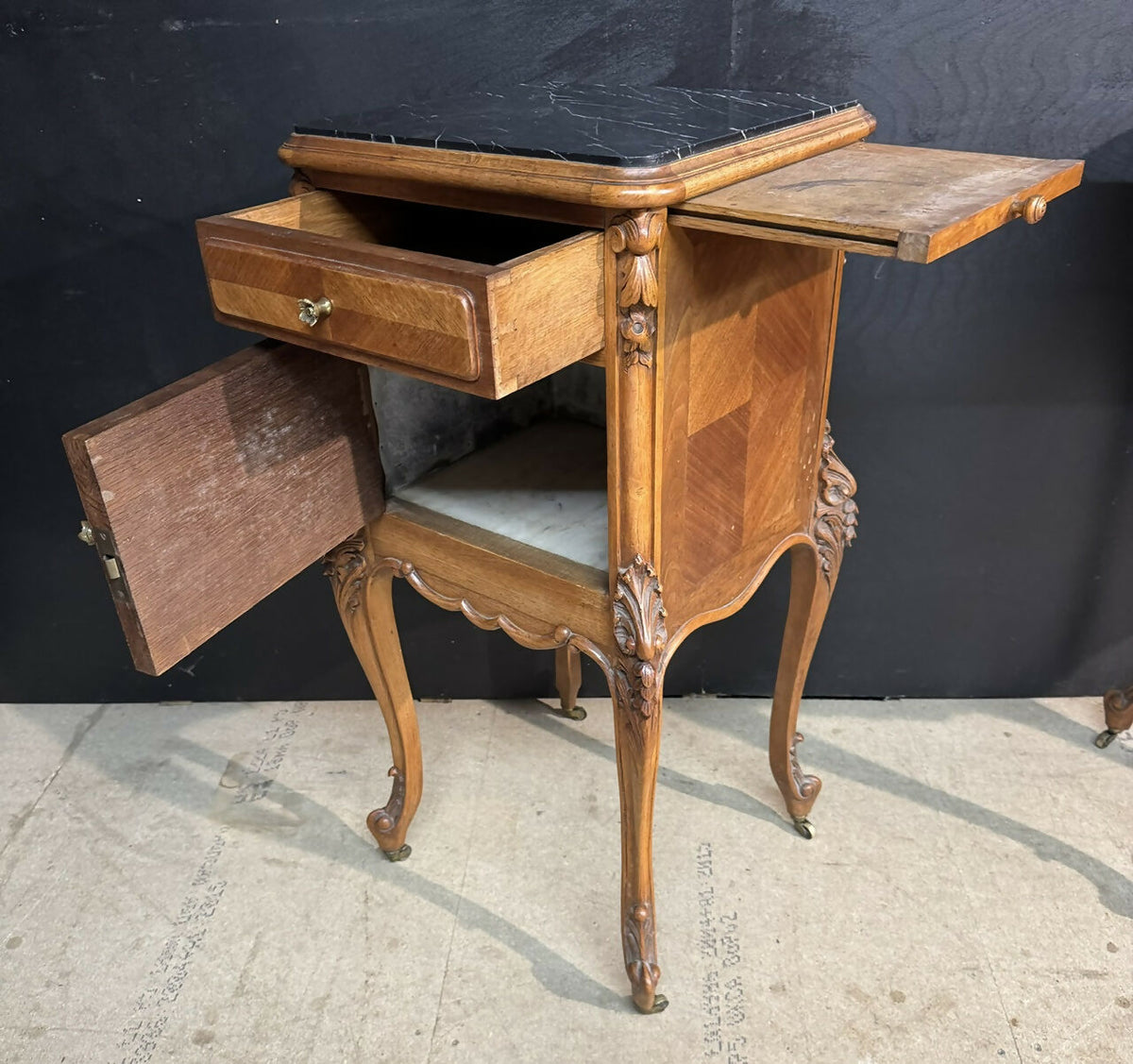 Lovely Pair French Walnut Bedside Cabinets