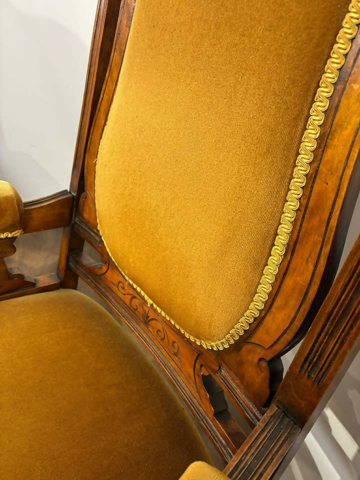 Pair of Edwardian Walnut “His & Hers” Armchairs
