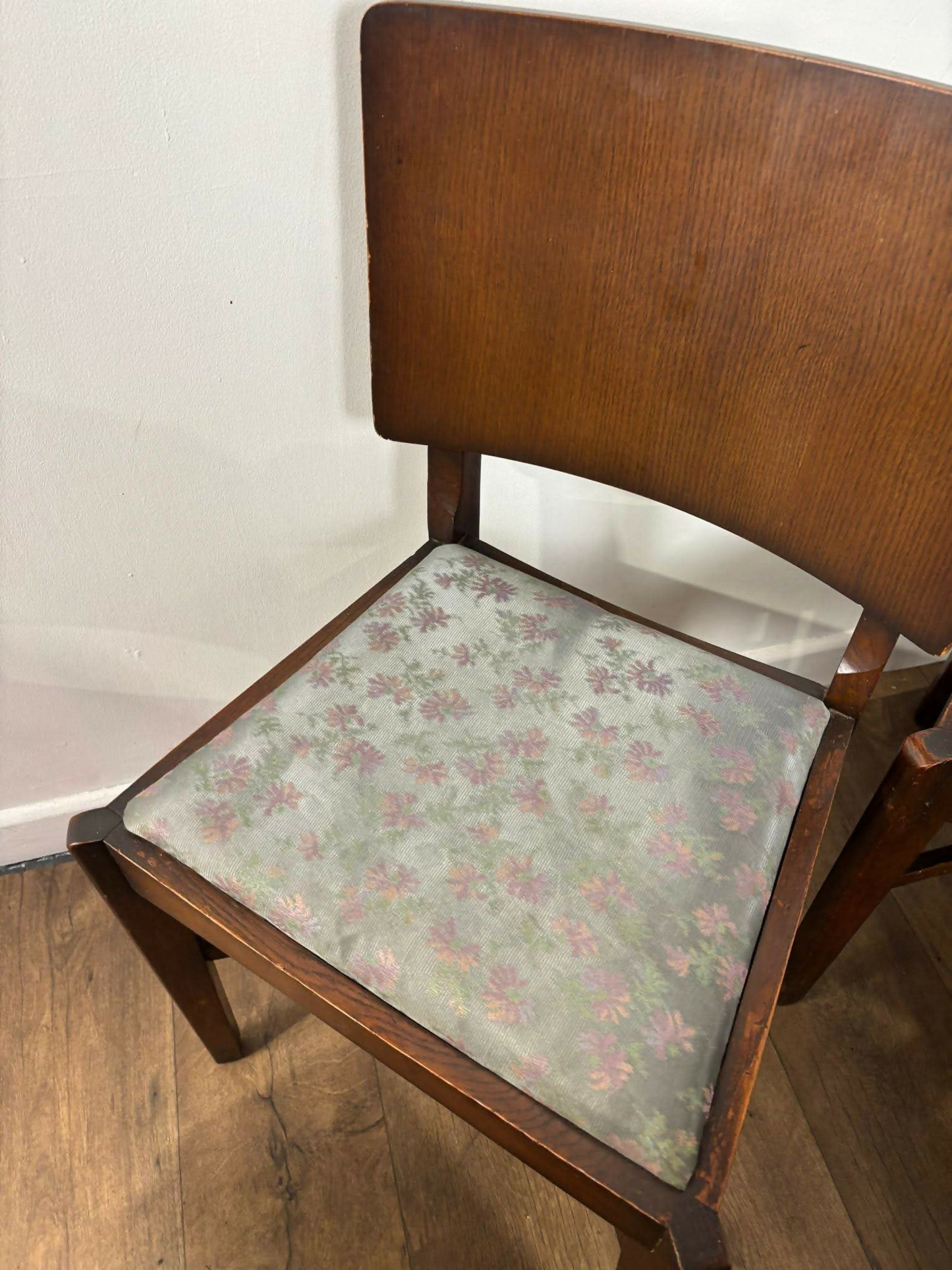 Vintage Oak Set Of Six Dining Chairs