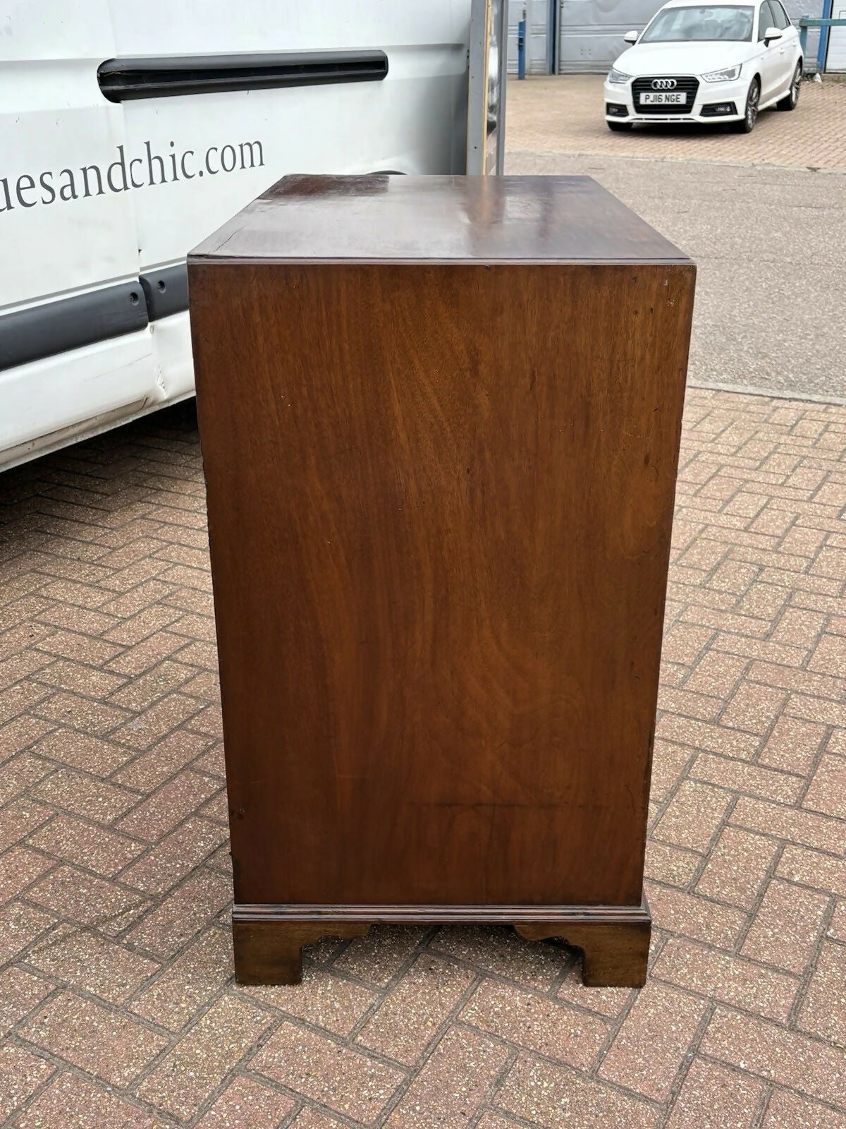 Vintage Mahogany Chest Of Drawers. Brass Handles, Bracket Feet, Fine Propotions