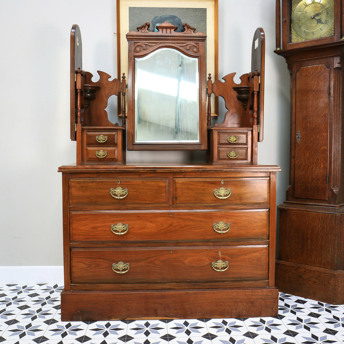 Antique Dressing Table Edwardian Mahogany Triple Mirror 1910
