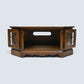 Old Charm TV Stand Linenfold Leaded Glass Doors Light Oak FREE UK Delivery*