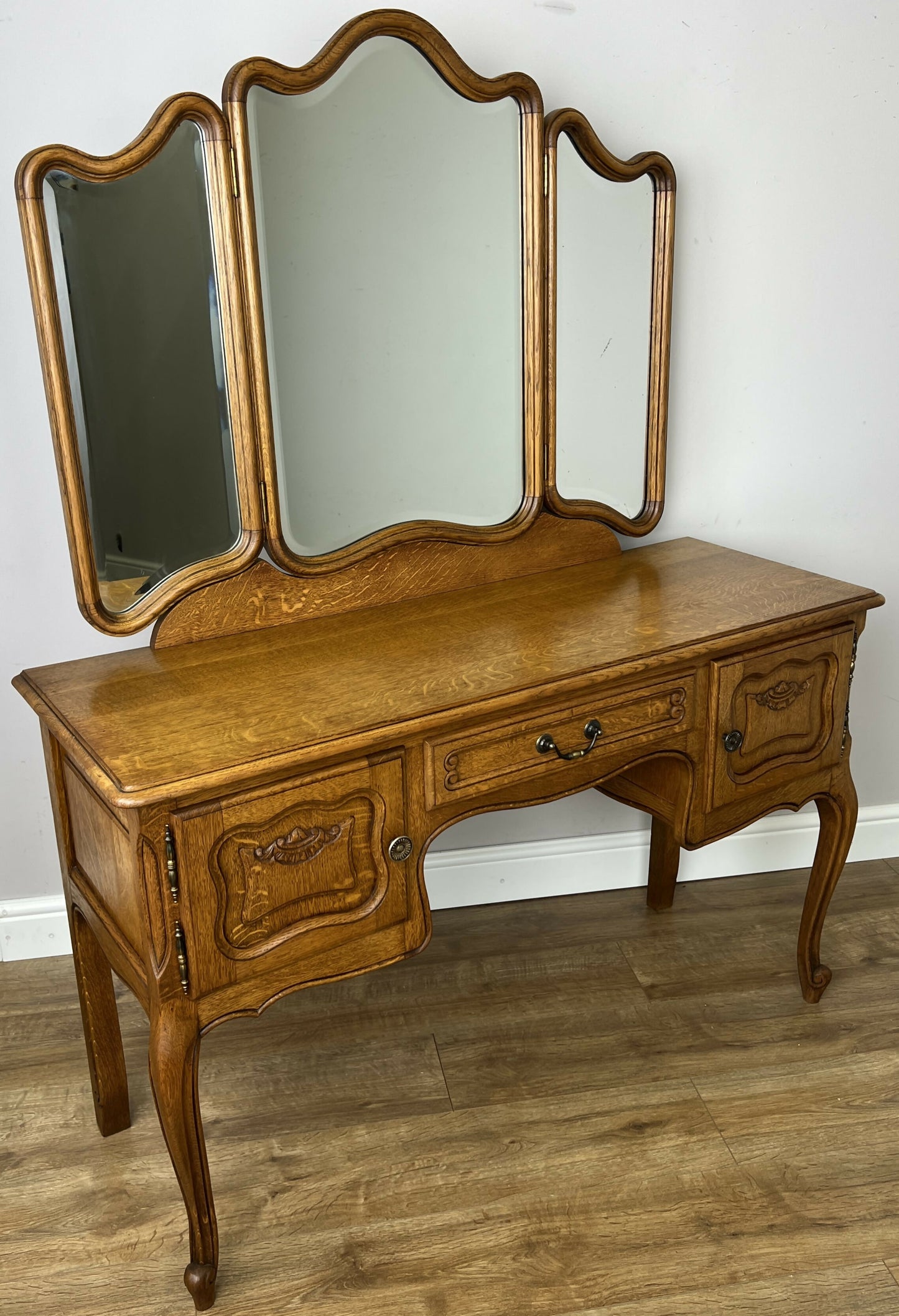 Dressing Table with Mirror Vintage French Oak Louis Vanity Table Makeup LOT 6320