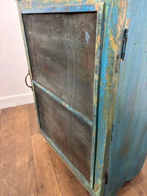Rustic Indian Reclaimed Wood Blue Distressed Cabinet