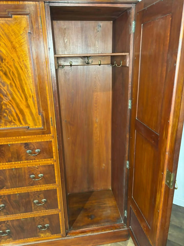 Edwardian Crossbanded Mahogany Triple Fitted Compactum