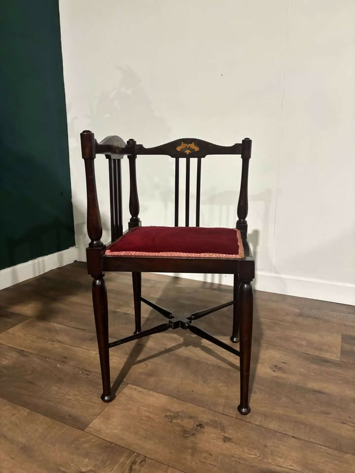 Edwardian Inlaid Mahogany Corner Chair5