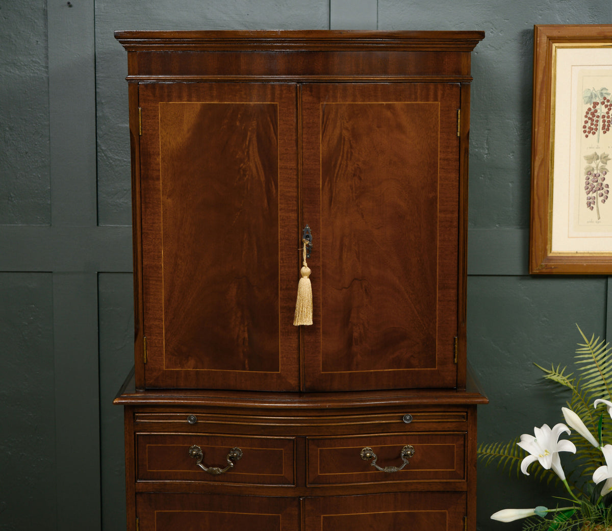 Regency Georgian Style Drinks Cocktail Cabinet - Chest on Chest - Mahogany