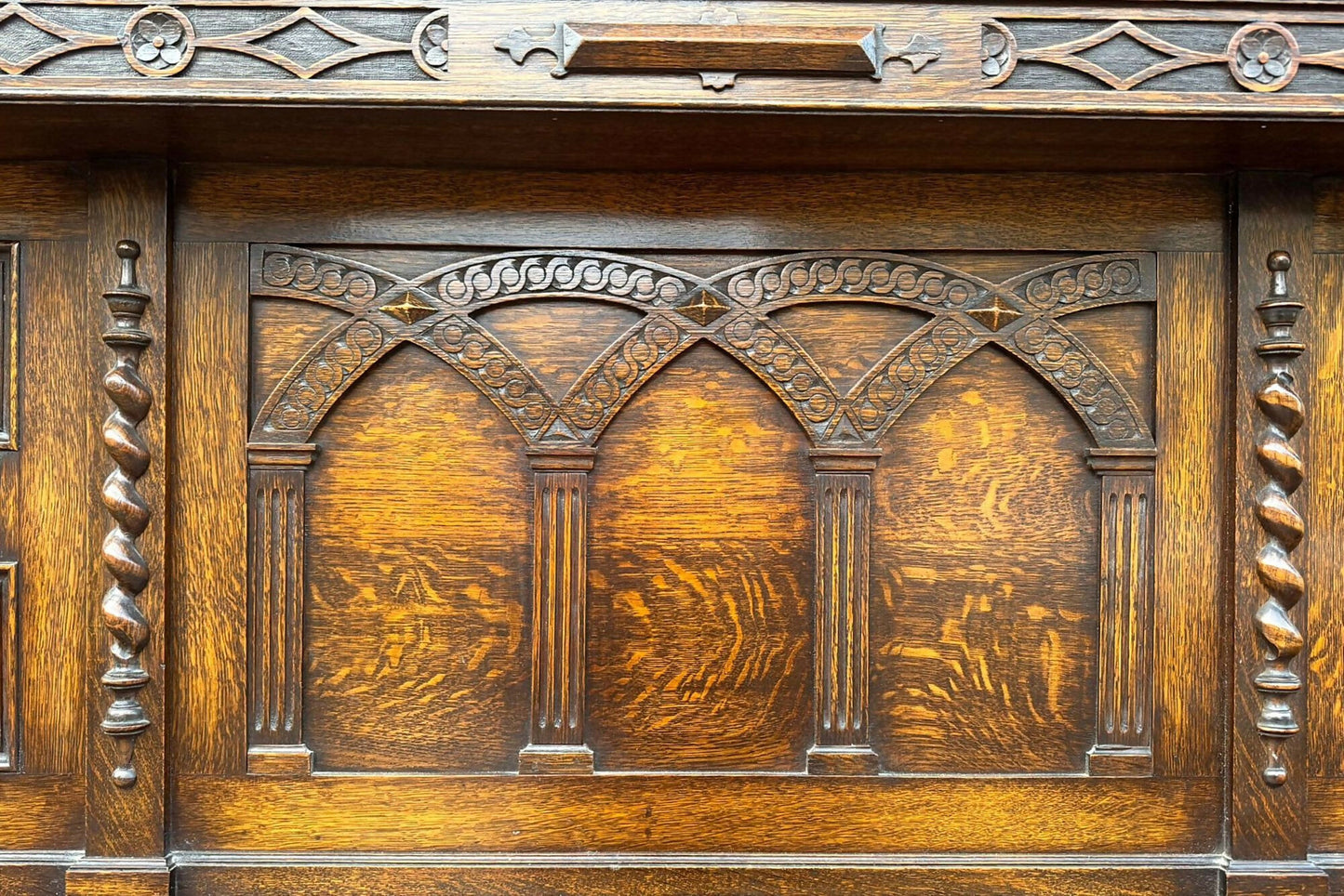 Carved Oak Jacobean Style Sideboard