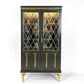 Painted green antique drinks cabinet with gold guilded  legs ans carvings