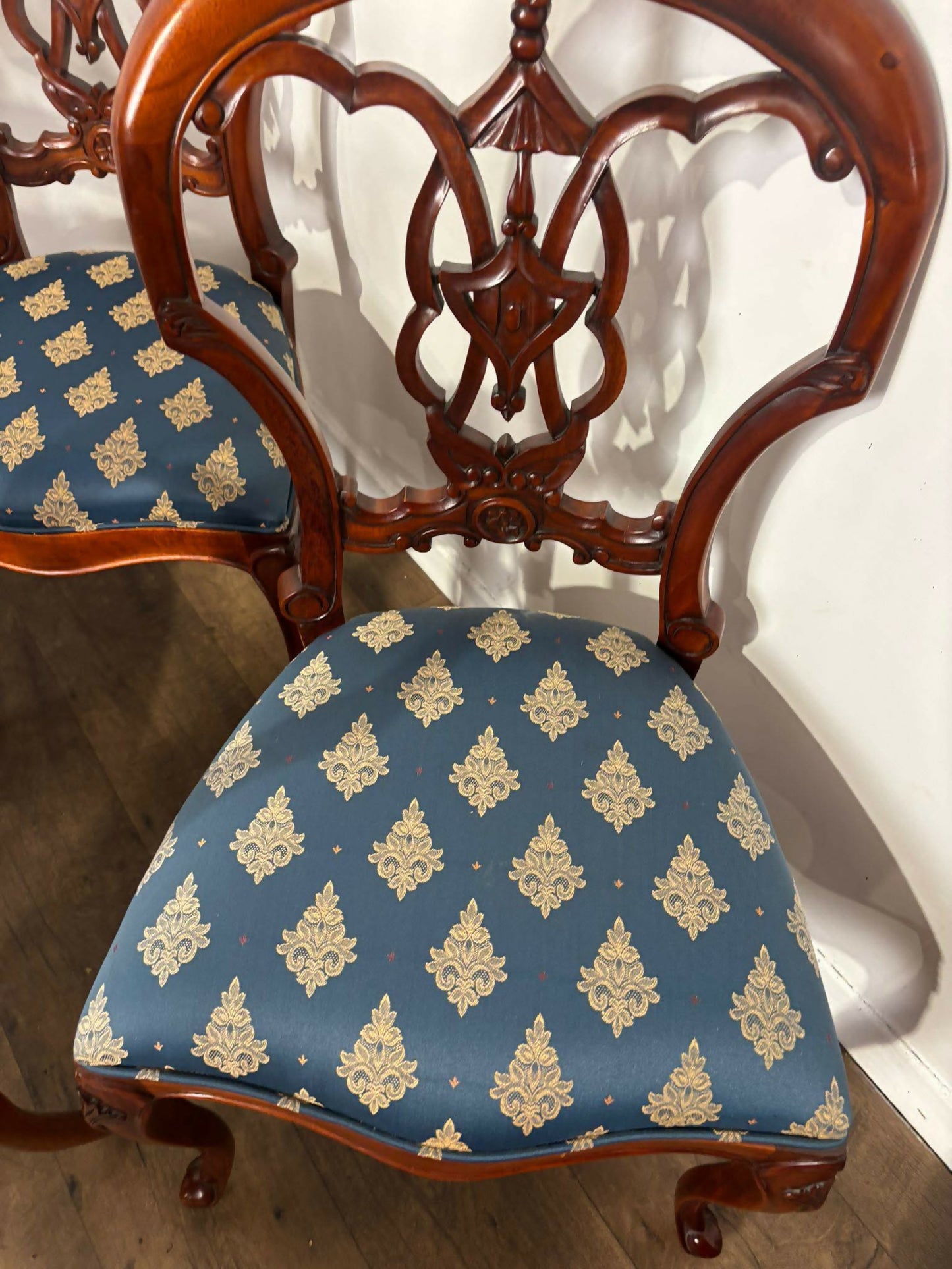 Set of Six Reproduction French Style Mahogany Dining Chairs