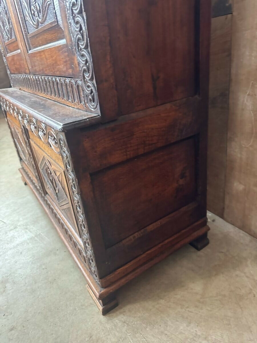 Antique Carved Welsh Oak Hall Livery Cupboard, c 1890
