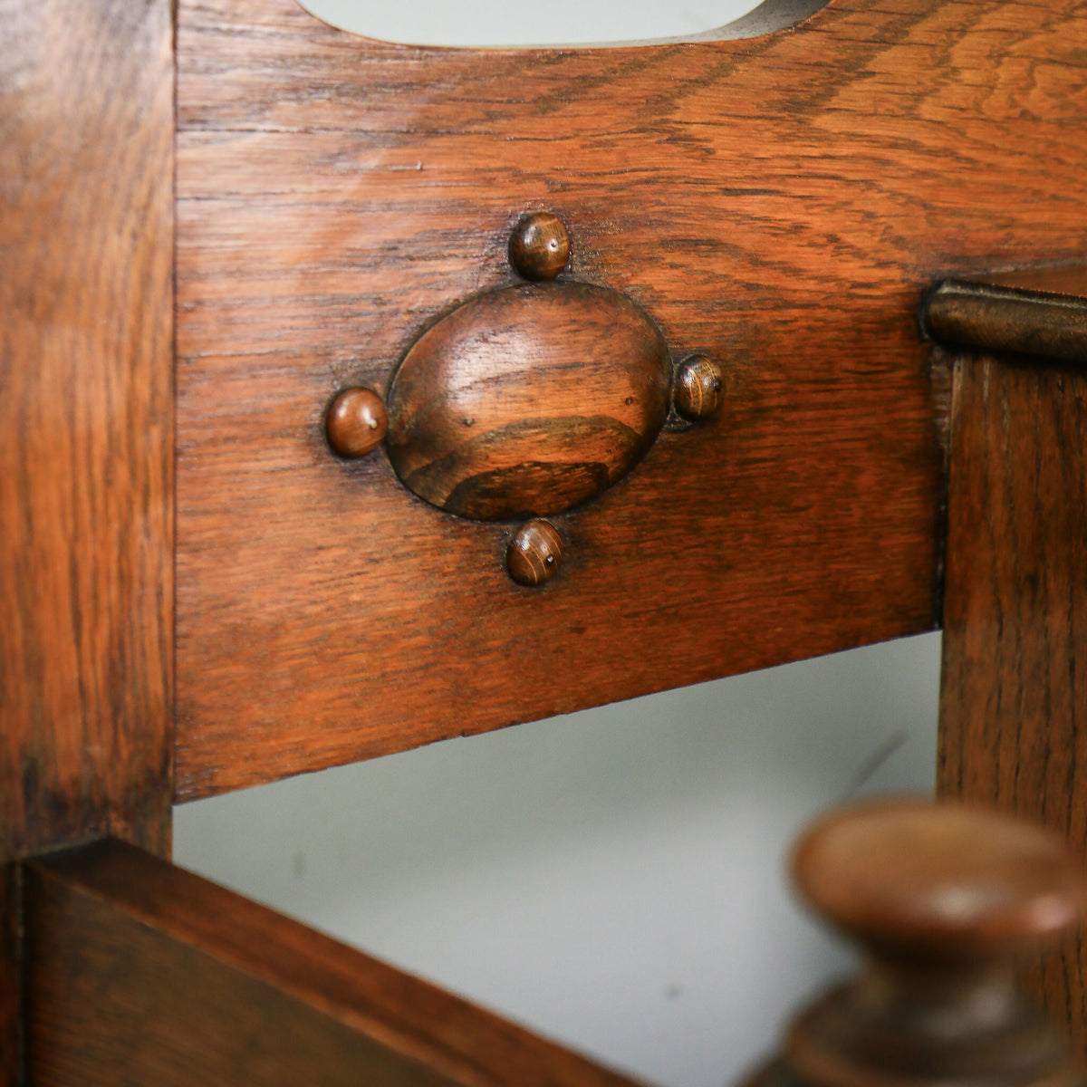 Oak Hall Stand Stick Stand with Drip Trays and Cupboard