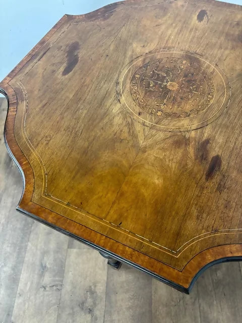 Edwardian Inlaid Walnut Occasional Window Table on Castors