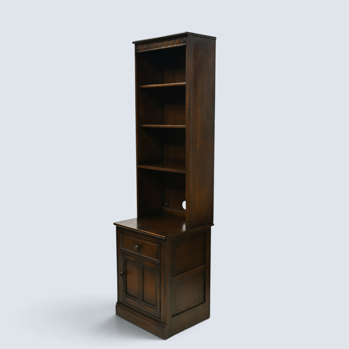 Narrow Ercol Bookcase Wall Unit With Shelves & Cupboard Dark FREE UK Delivery*