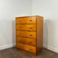 Mid Century Oak Veneer Five Drawer Bedroom Chest