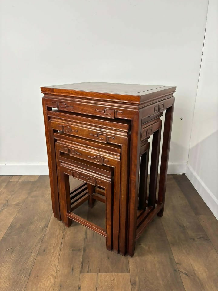Reproduction Oriental Style Hardwood Nest Of Four Tables