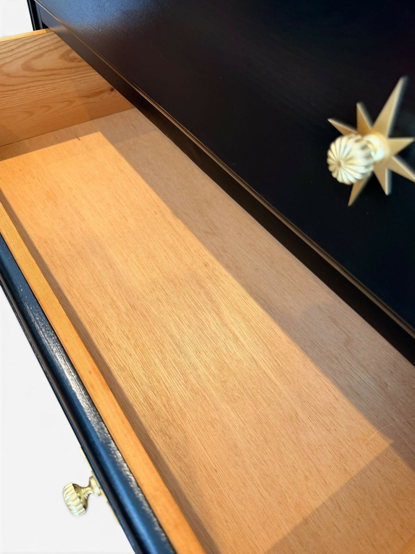 Luxury Black Starburst Chest of Drawers | Solid Wood | Vintage Refurbished Bespoke Furniture