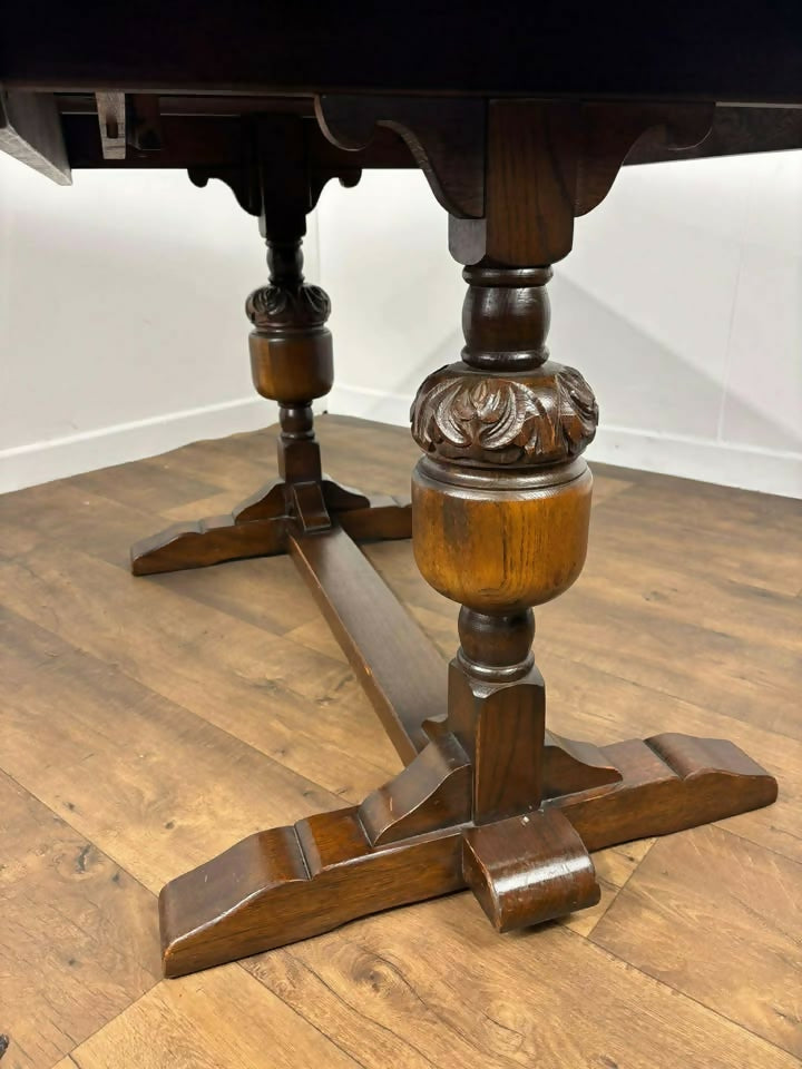 Vintage Priory Oak Refectory Style Draw Leaf Dining Table