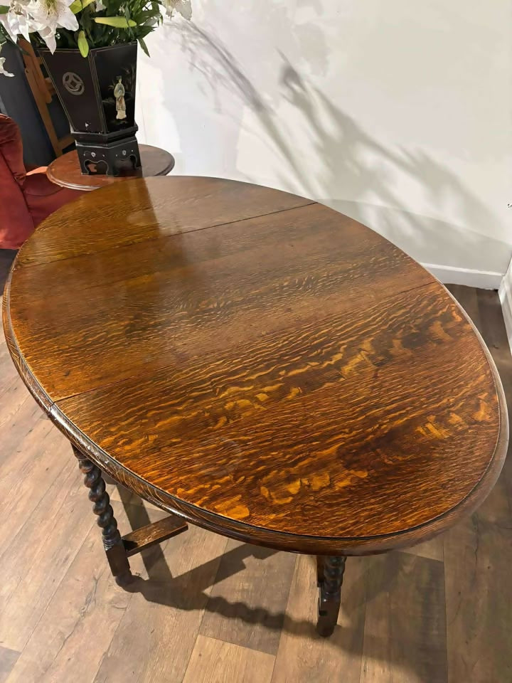 Oak Gateleg Dining Table On Barley Twist Supports