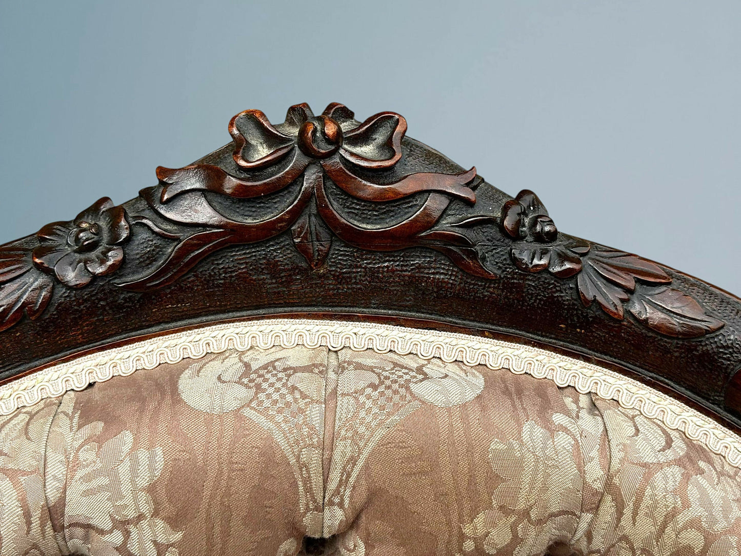 Victorian Walnut Open Armchair With Carved Decoration
