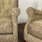 Pair of Reproduction Button Backed Upholstered Armchairs