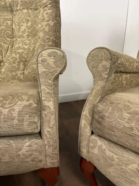 Pair of Reproduction Button Backed Upholstered Armchairs