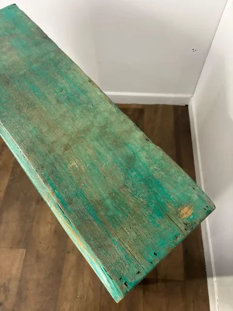 Reclaimed Indian Wood Rustic Green Distressed Cupboard