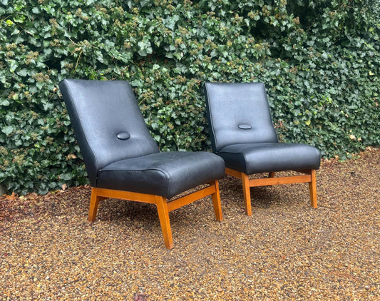 Mid Century Low Slung Lounge Slipper Chairs