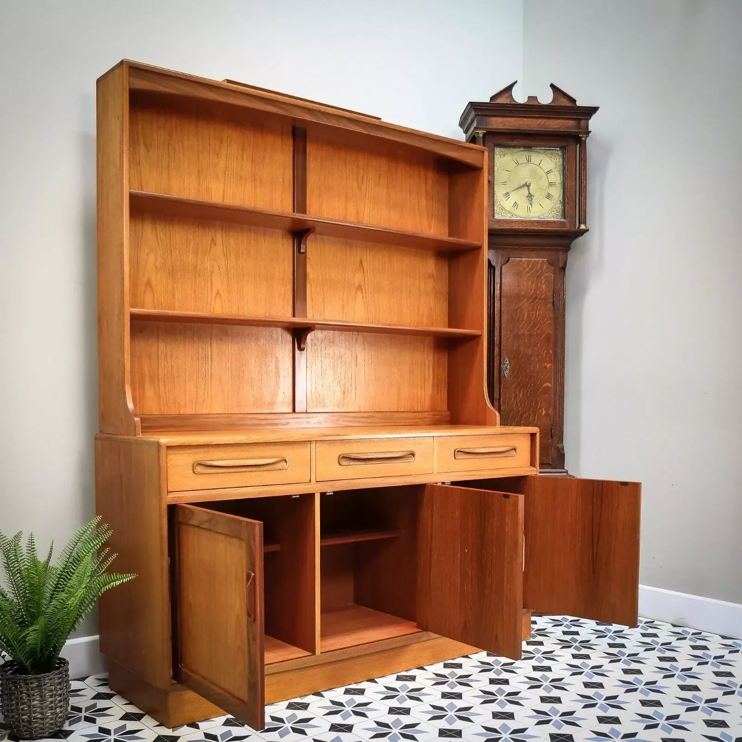 G Plan Fresco Wall Unit Dresser Display Cabinet by Victor B Wilkins Teak 1980