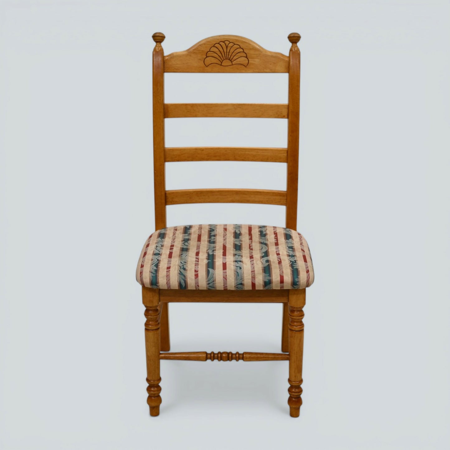Set Of 6 Dining Chairs Ladder Back Country Beech Padded Seats FREE UK Delivery*