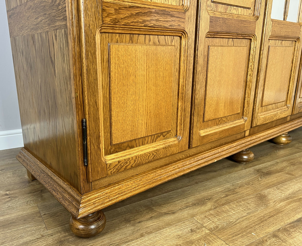 Wardrobe Vintage French Style Oak Five Door Mirrored Carved Armoire LOT 6517