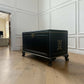 Ottoman. Antique Oriental storage Chest. Black and gold. Handpainted.