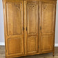 Wardrobe Vintage French Louis Oak Triple Door Carved Armoire Cabinet LOT 6535