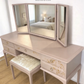 Painted to Order Pretty Dusky pink Stag Minstrel dressing table art with gold birds and flower design. Rose
