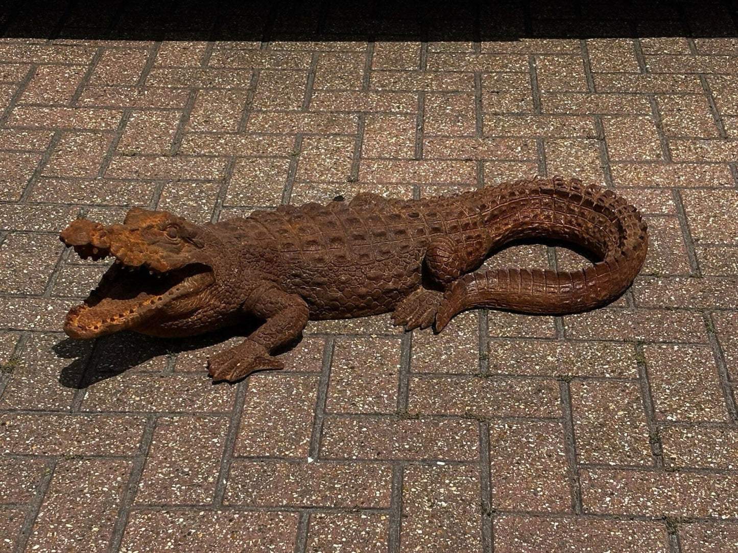 Cast Iron Crocodile, Large In Size. Vintage Garden Furniture