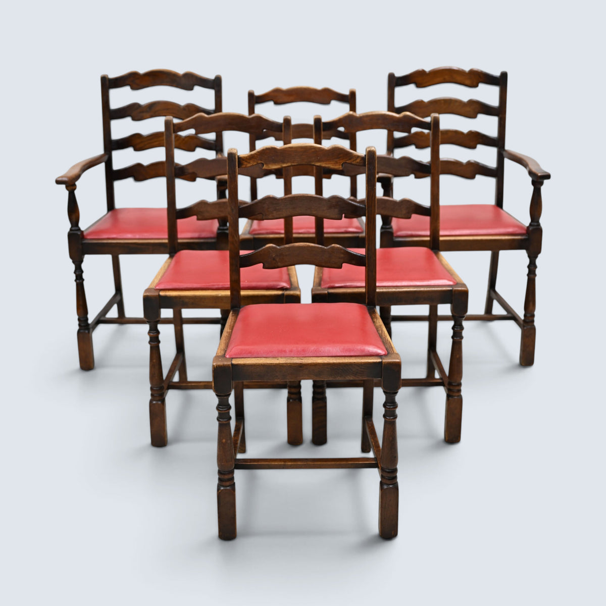 6 Maple & Co Dining Chairs Red Seat Pads Includes 2 Carvers FREE UK Delivery*