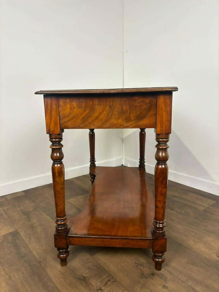 Victorian Mahogany Washstand with Two Drawers & Ceramic Bowl