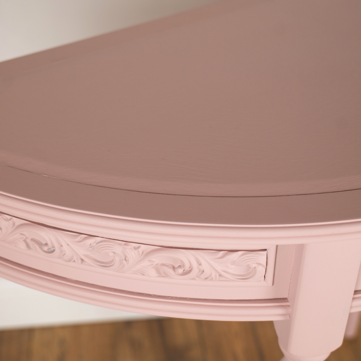 Blush Pink Demi Lune Console Table | Vintage Upcycled Half Moon Hallway Table