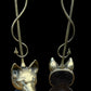 Pair of Antique Brass Fox Head Door Porters or Door Stops